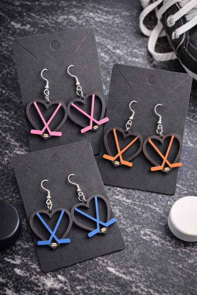 Hockey Heart Earrings